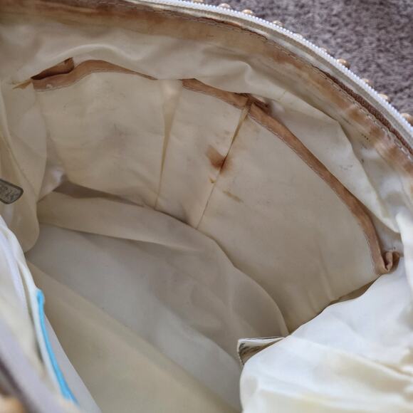 The Sak Beaded Wooden Shoulder Bag Boho Retro Natural Beige Crossbody Purse - Picture 11 of 13